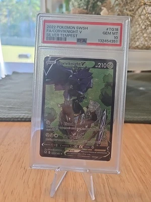 2022 Pokemon Silver Tempest Corviknight V Full Art FA English TG18/TG30 PSA 10 - Image 1 of 2