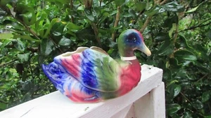 ENCANTADORA PLANTA DE FLORES DE PATO ÁNADE DE CERÁMICA ANTIGUA COLORES RICOS PROFUNDOS TAMAÑO ÚNICO - Imagen 1 de 9