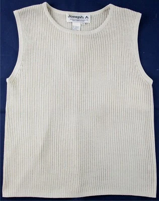 Nuevo con etiquetas Suéter Joseph A. Mezcla de Seda Metálica Champagne Beige Brillante Concha sin mangas, L Foto 1 de 4