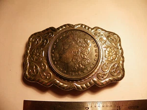 1896 Morgan Silber Dollar Gürtelschnalle - Bild 1 von 11