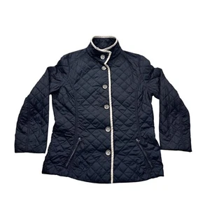 Max Mara Quilted Jacket UK 12 Weekend Coat Women's Designer Navy Cream Buttoned - Picture 1 of 14