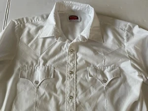 Vintage MILLER Mens M (15.14/33) Western White Pearl Snap Permanent Press Shirt - Picture 1 of 8