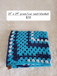 Crocheted Baby Car Seat/Pram Blanket - Picture 1 of 1