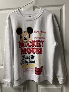 Disney Mickey Mouse Sweatshirt Junior 19 XXLG White Graphic Long Sleeve Pullover - Picture 1 of 4