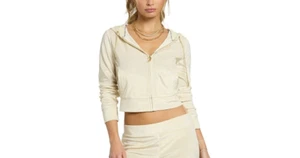 JUICY COUTURE Women's Studded-Back Velour Bling Cropped Jacket Gold $159 B4HP - Picture 1 of 20