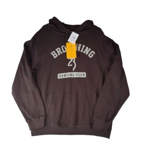 Browning Hoodie Mens Size Large Brown Front Pocket Spellout Hunting Outdoor NWT - Picture 1 of 12