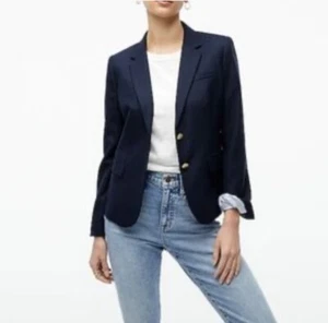 J.Crew Schoolboy Women’s Wool Blend Navy Blue Two Button Blazer Size 0 - Picture 1 of 5