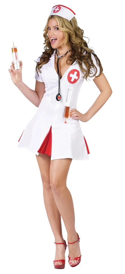 Women's Nurse Say Ahhh Costume Stethoscope 2 Shot Syringes Foto 1 de 1