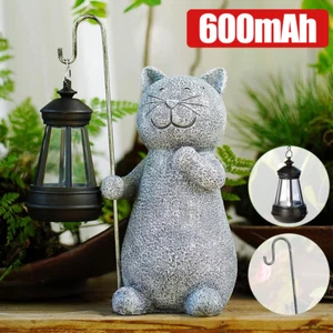 Katze Gartenfiguren Außen Solar Laterne Wasserdicht Solarlampe Figur Gartendeko - Bild 1 von 18