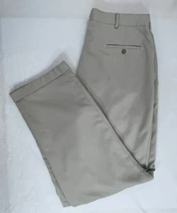 Savane Men Khakis Straight Leg Cuffs Pleated Front Zip Hi Rise Beige Pants 36/34 - Picture 1 of 13