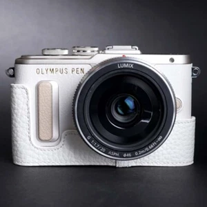 2024 Handmade Genuine Real Leather Camera Half Cover Case Bag For Olympus EPL8 - Picture 1 of 17