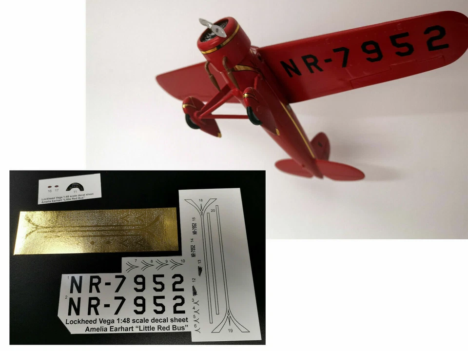 Decals & Instructions Amelia Earhart NR-7952 Lockheed Vega Model 1:48 with gold - Image 1 of 4