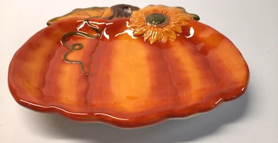 "Plato decorativo de calabaza de cerámica Burton&Burton otoño acción de gracias 8"" usado"  Foto 1 de 4