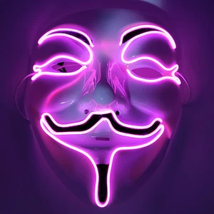 Vendetta Guy Fawkes LED Mask Light Up Hacker Cosplay Party Rave EDC Halloween US - Picture 1 of 38