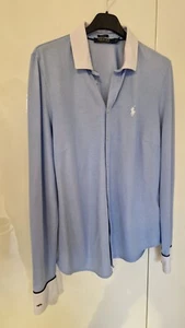 POLO GOLF RALPH LAUREN Bluse Shirt Polo Langarm hellblau weiß tailored fit Gr. L - Bild 1 von 11