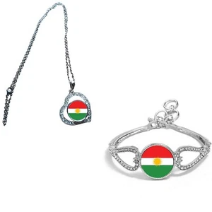 2er Set Kurdistan silberfarben Herz Diamant Armband + Halskette und Tasche - Bild 1 von 6