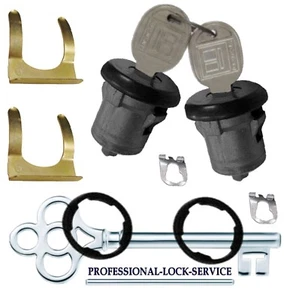 Par de cilindros de cerradura de puerta Chevy Malibu 67-78 (79-84 4 puertas) vaso 2 llaves negro - Imagen 1 de 1