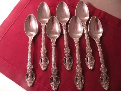 Set Of 7 Lifetime LCU4 Soup Spoons Stainless Steel Pierced 7 1/4" - Image 1 of 4