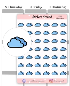 Cloudy Icon Planner Sticker, Weather Stickers for Planner, Calendar & Journal - Picture 1 of 2
