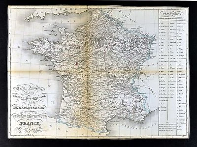 Mapa Perrot 1844 Francia en departamentos - París Tour de Mans Marsella Chartres Foto 1 de 4
