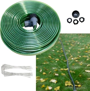 50 FT Flat Sprinkler Hose for Lawn Watering Garden Soaker Hose with Holes, Heavy - Picture 1 of 12