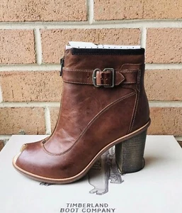 TIMBERLAND WOMENS BOOT COMPANY MARGE PEEP TOE BOOTS A1IPR636 RUSSET BROWN SZ:10 - Picture 1 of 9