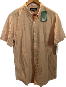 Ezekiel West Textured Short Sleeve Collared Shirt Mens Button Down Pink Medium - Picture 1 of 7