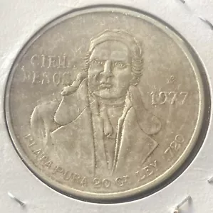 Messico 1977 100 Pesos 20g Moneta Argento XF - Foto 1 di 2