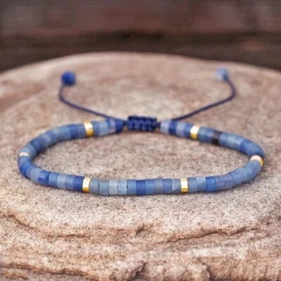Pulsera Reiki de protección curativa delicada con cuentas de aventurina azul natural de 4 mm regalo Foto 1 de 2