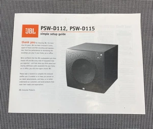 JBL PSW-D112/D115 LOUDSPEAKERS - SIMPLE SETUP GUIDE - J0830 - Picture 1 of 3