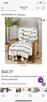 ✅ SEVAN RELAXED ELEGANCE TH0493 TIRO, 50”x 60” Azul y Crema Foto 1 de 2