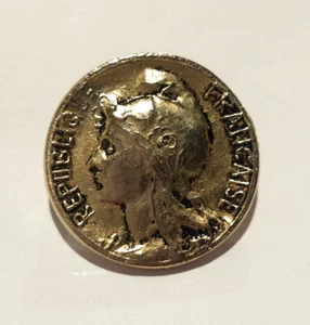Vintage Republique Francaise Coin Design Brooch Pin Silver Tone - Picture 1 of 5