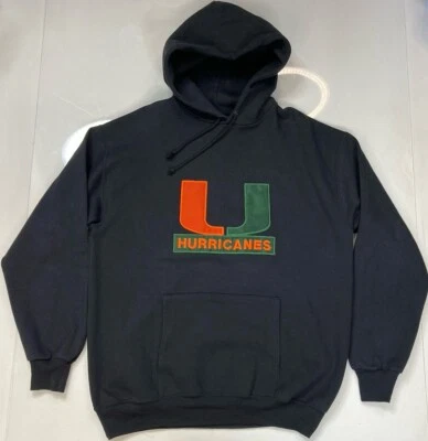 DE COLECCIÓN Nuez moscada Miami Hurricanes Pullover Sudadera con Capucha Hombres Grande Negro EE. UU. 90s Foto 1 de 4