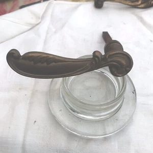 Antique French Victorian Edwardian Solid Brass Door Lever Heavy Original Knob - Picture 1 of 12