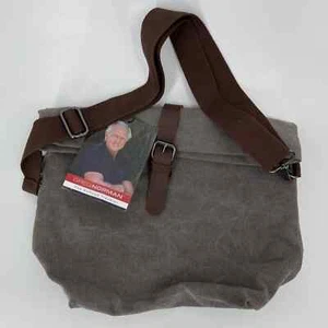 Greg Norman Refined Traveler Men's Canvas Shoulder Bag Waterproof Lining - Picture 1 of 9