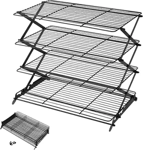 Estante de refrigeración plegable ajustable 3 configuraciones 2/3/4 niveles tostado cocina secado - Imagen 1 de 8