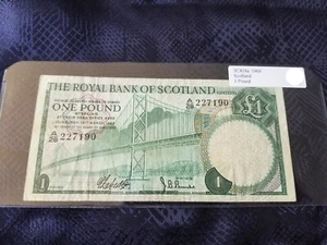 Scotland 1 Pound 1969 SC814a Very Fine Serial #A/28 227190 - Picture 1 of 2