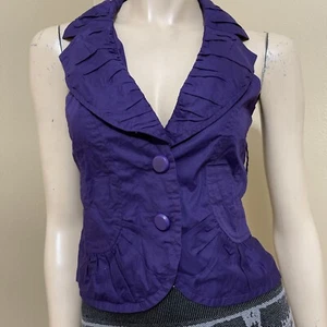 Women’s Violet Cotton Casual Summer Opened Pleated Buttons Sample Size S Vest - Picture 1 of 12