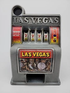 Mini Slot Machine Toy Gambling Bank Vintage Metal Las Vegas Nevada 11" - Picture 1 of 11