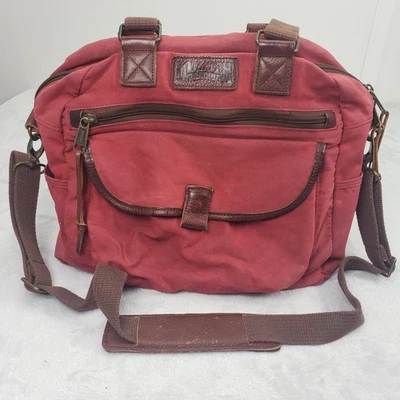 Bandolera de viaje Duluth Trading de cuero de lona roja para hombre Foto 1 de 4