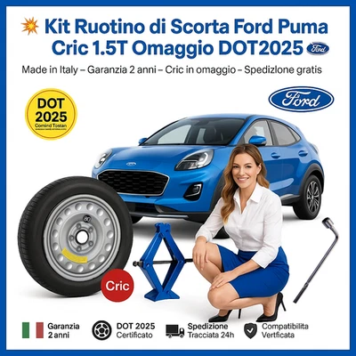 💥 Kit Ruotino di Scorta Ford Puma 17” Cric Chiave OK MEGABOX DOT2025 🛞 - Imagen 1 de 4