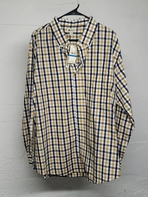 Haggar Clothing Mens Long Sleeve Button Down Shirt XL Blue Yellow Plaid Cotton - Image 1 of 4