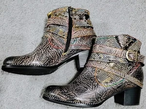L’Artiste by Spring Step Zhamsha Shine EU 37 Leather Western Ankle Bootie Size 7 - Picture 1 of 7