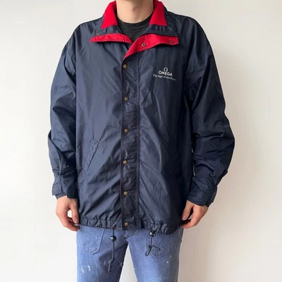 90s Vintage Omega Seamaster Watch Promo Racing Sailing Nylon Windbreaker Jacket - Image 1 of 4