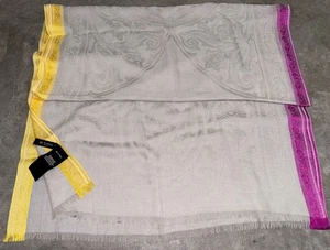 Etro Milano Italy Large Scarf Shawl Wrap Cashmere Blend 77”x28” Paisley Pattern - Picture 1 of 16
