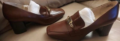 Zapatos mocasines Liz Claiborne "Melba" marrón tacón bloque talla 10M Foto 1 de 4
