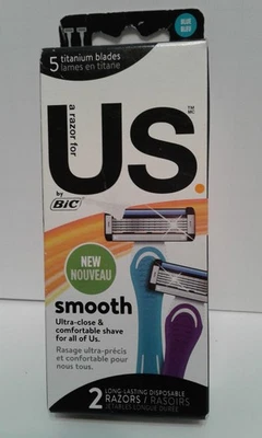 Maquinilla de afeitar desechable unisex Bic A para EE. UU. 5 hojas titanio azul púrpura paquete de 2 Foto 1 de 2