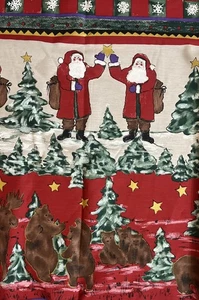 VINTAGE 60x84 OVALE PRIMITIVE NOS WEIHNACHTSMANN WEIHNACHTSBÄR ELCH TISCHDECKE Neu - Bild 1 von 16