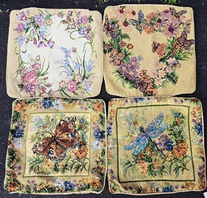 Tapestry Pillow Covers Reversible Butterfly Dragonfly Country Floral 18" Set 4pc - Picture 1 of 7