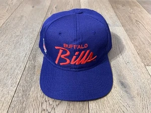 Vintage 90s Sports Specialties Script Hat Buffalo Bills Blue Wool Snapback NFL - Picture 1 of 6